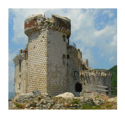 Castle and Diamonds Tower, home of the Marquises of the Carretto of the Marquisate of Finale in Finalborgo (SV) Italy